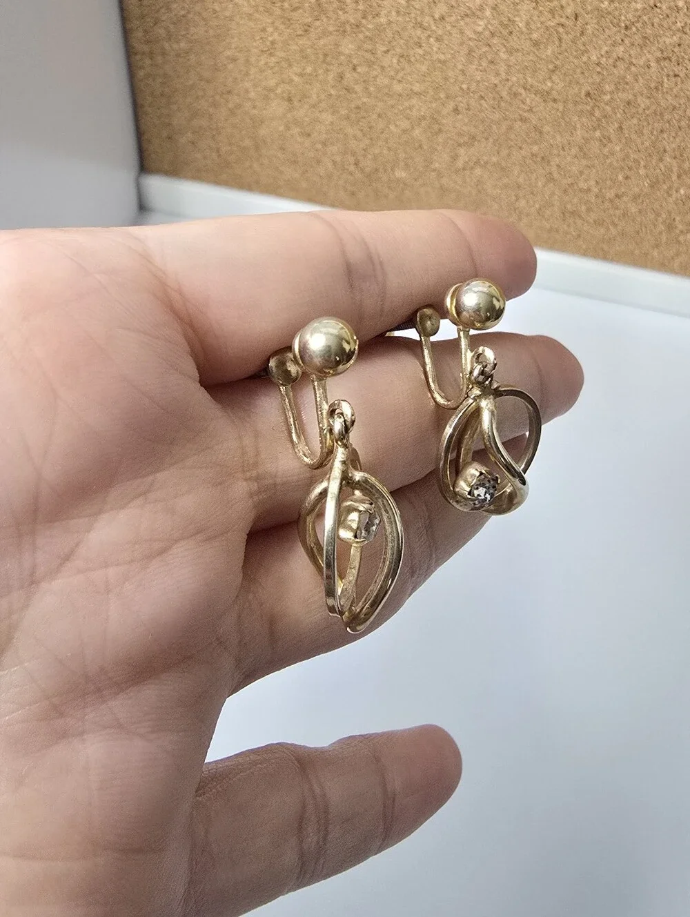 Alice Gold-Tone Knot Drop Earrings with Clear Stone, Screw Back